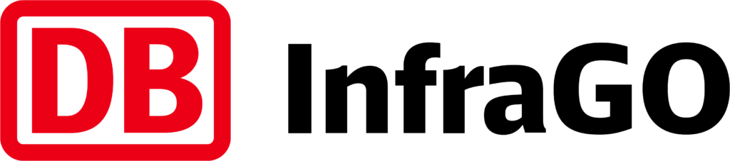 Das ist das Firmenlogo der gemeinwohlorientierten Infrastrukturgesellschaft DB InfraGO AG.